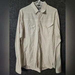 Billabong Slim Fit Button Up Long Sleeve Dress Stripe Casual Rare 100% Cotton XL